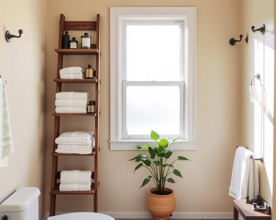 DIY bathroom ladder shelf care DIY bathroom ladder shelf care