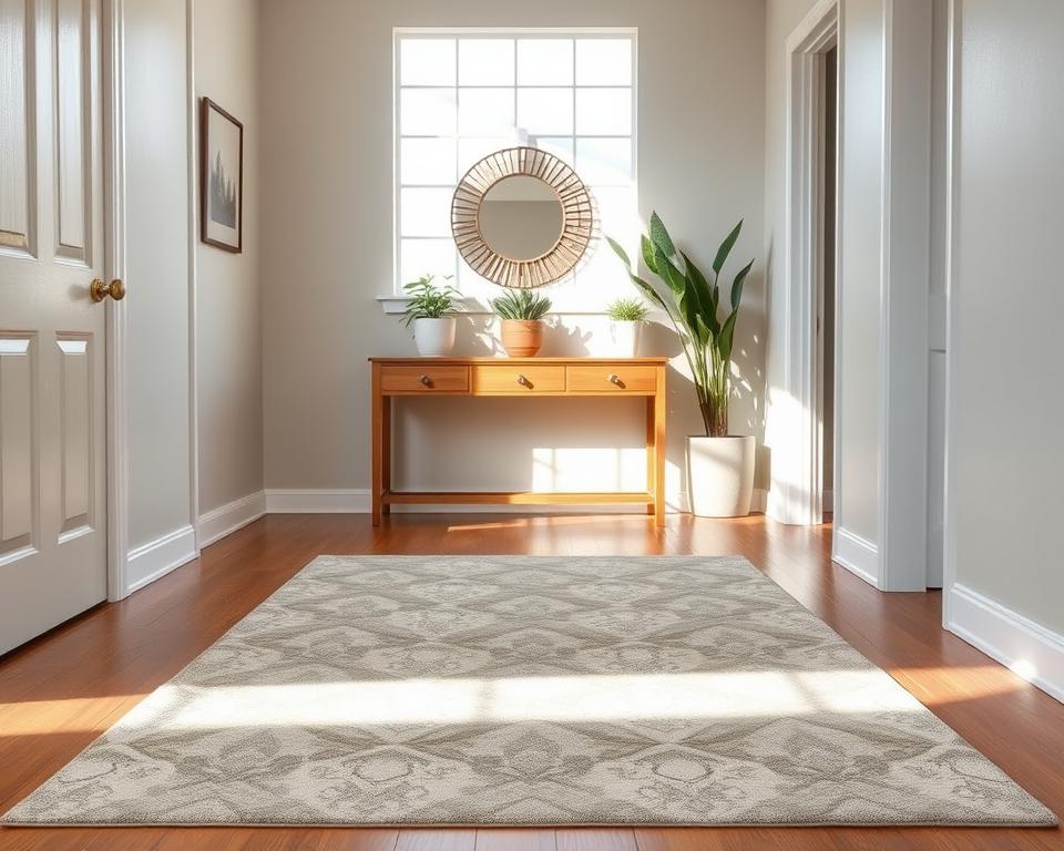 area rug arrangement in entryway