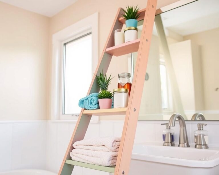 bathroom shelf ladder diy