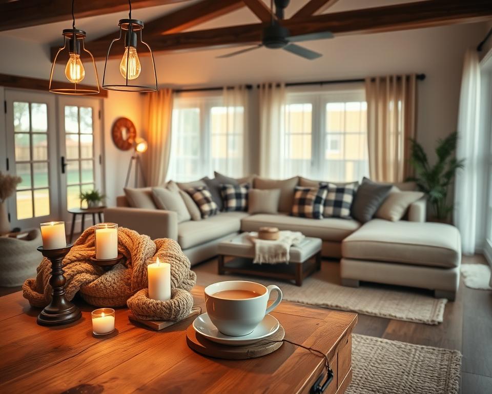 cozy lighting ideas for farmhouse living rooms