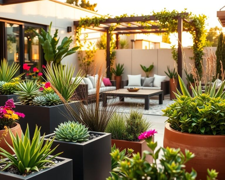 modern patio planting