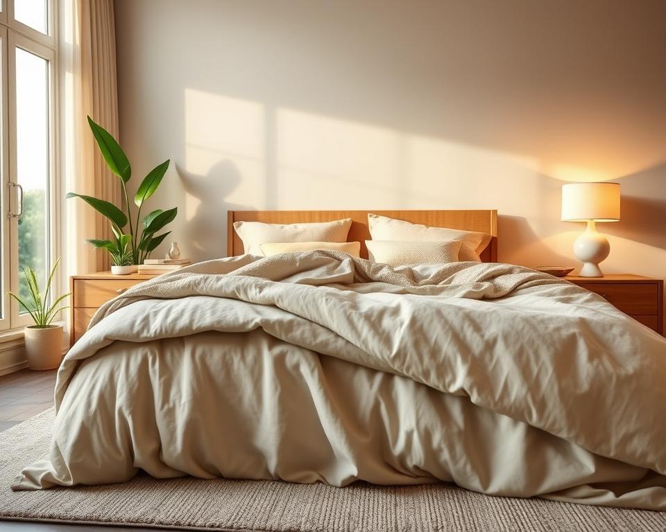 neutral bedroom layering